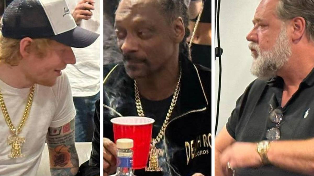 Ed, Snoop and Russell: Unlikely trio party in Aussie