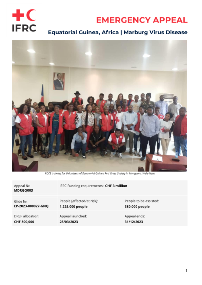 Equatorial Guinea, Africa - Marburg Virus Disease Emergency Appeal (MDRGQ003) - Equatorial Guinea