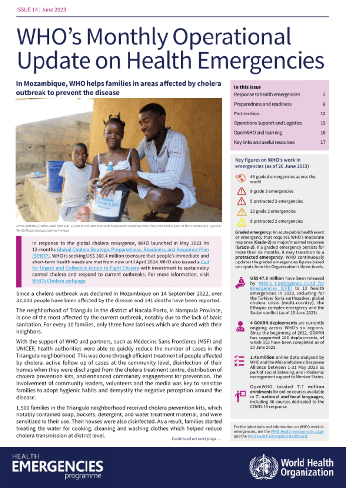 WHO’s Monthly Operational Update on Health Emergencies - Issue 14 | June 2023 - Mozambique