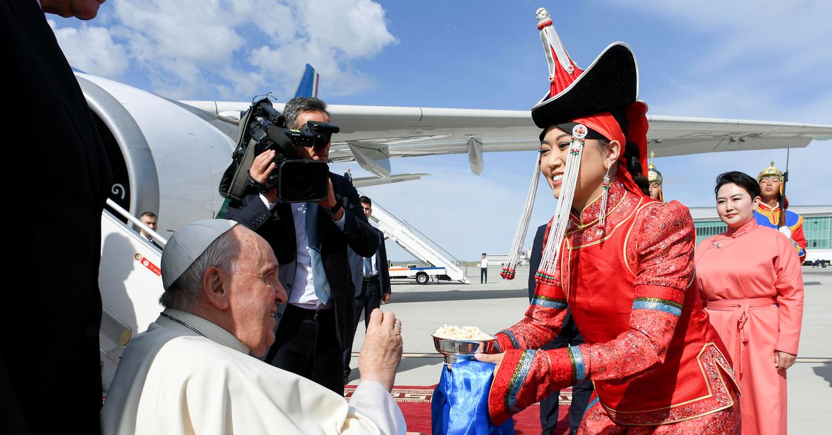 Pope Francis lands in Mongolia, home to tiny Catholic flock