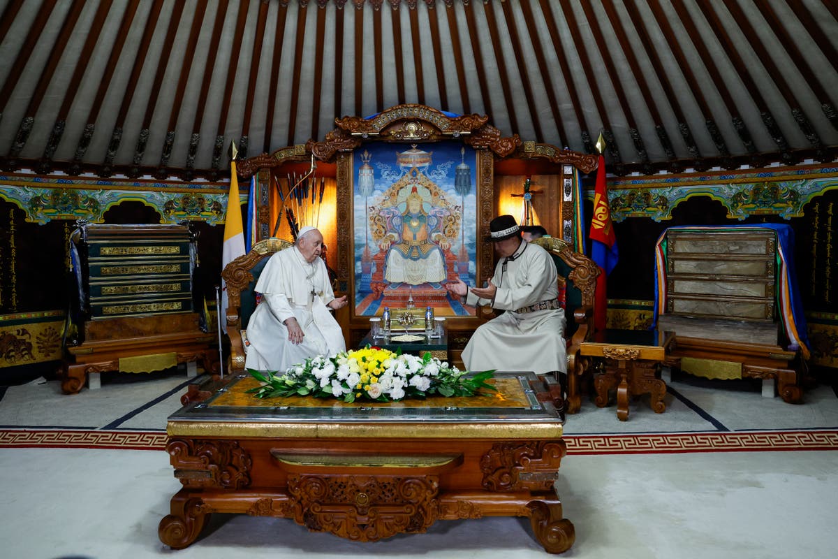 Pope praises Mongolia's tradition of religious freedom from times of Genghis Khan at start of visit