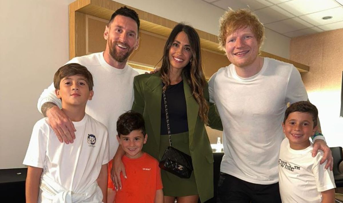 Lionel Messi links up with Ed Sheeran as Argentine's family singalong to artist
