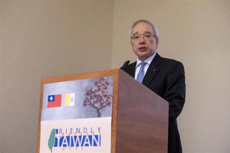 Taiwan’s Ambassador to the Holy See Matthew Lee speaks Oct. 5, 2023, at a reception with members of the diplomatic corps accredited to the Vatican. Lee underlined that “Taiwan will do whatever we can to remain on the road of peace.”